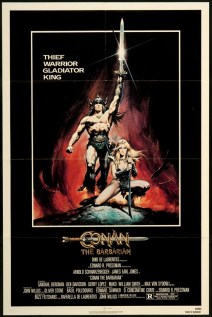 movie poster for the original Conan the Barbarian film starring Arnold Schwarzenegger
