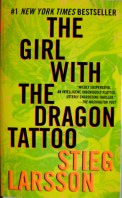 Book cover for The Girl with the Dragon Tattoo, a mystery thriller novel by Stieg Larsson, on Minimalist Reviews.